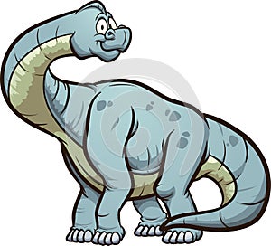 Cartoon brachiosaurus standing and looking at camera
