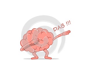Cartoon brain dancing dab. Isolated character brain the dancing quirky for hype. Vector illustration in flat style