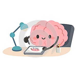 Cartoon Brain Drawing Itself Illustration