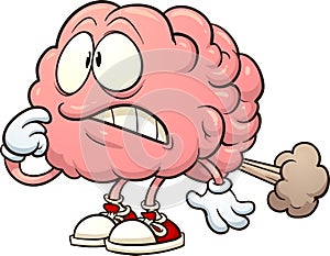 Cartoon brain having a brain fart.