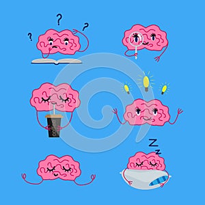 Cartoon brain vector set
