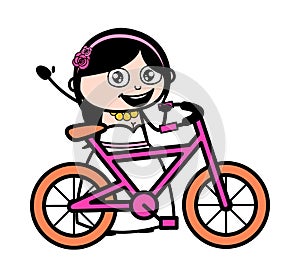 Cartoon Bride with Bicycle