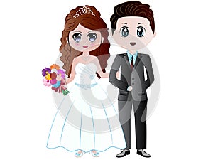 Cartoon Bride & Groom Vector Illustration