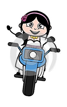 Cartoon Bride Riding Motorbike