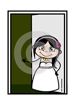 Cartoon Bride Standing at door