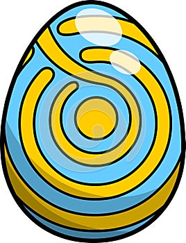 Cartoon Bright Colorful Painted Easter Egg With Wavy Lines