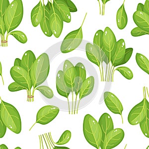 Cartoon bright spinach seamless pattern isolated on white