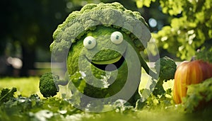 cartoon Broccoli for kids learning concept