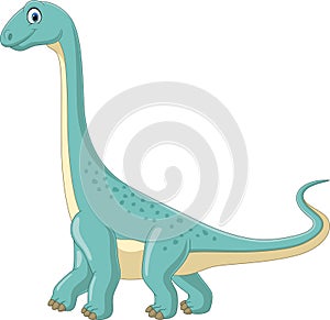 Cartoon brontosaurus dinosaur on white background