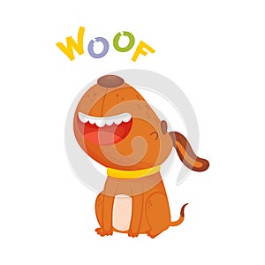 Cartoon brown dog. Vector illustration on a white background.