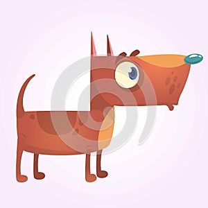 Cartoon brown pitbull dog mascot. Vector illustration.
