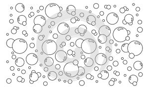 Cartoon bubbles vector line background. Pattern soap foam, bath suds, effervescent water, soda or champagne, fizzy drink, oxygen