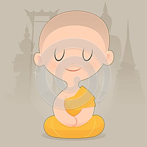 Cartoon Buddhist Monk Of Southeast Asia.