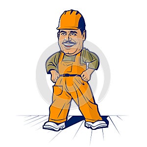 Cartoon builder worker man