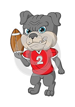 Cartoon bulldog playing a rugby