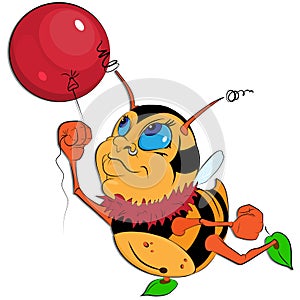 A Cartoon Bumblebee with a balloon