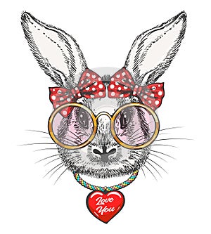 Cartoon bunny girl in glasses