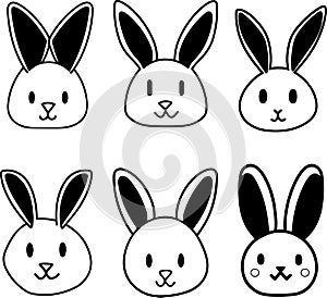 Cartoon Bunny head set icon, Vector illustration,