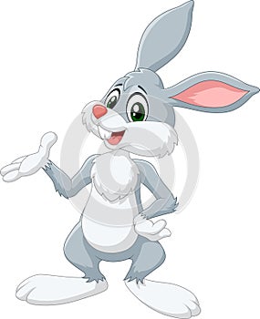 Cartoon bunny presenting isolated on white background