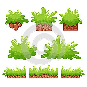 Cartoon bushes and grass for game