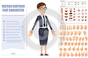 Cartoon business coach woman character vector set