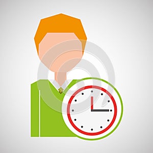 Cartoon business man clock time icon