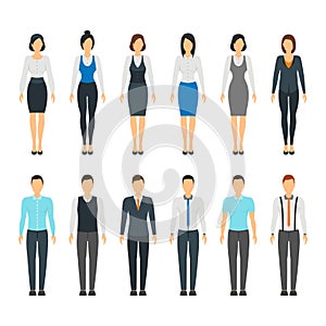 Cartoon Business People Set Staff Dress Style. Vector