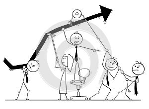 Cartoon of Business People Teamwork Concept