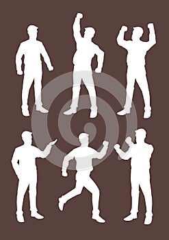 Cartoon Business Professionals Silhouettes in White Vector