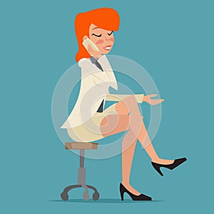 Cartoon Business Woman Happy Smiling Lady