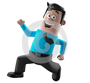 Cartoon businessman 3D office man in suit and tie