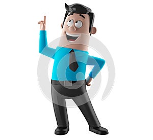 Cartoon businessman 3D office man in suit and tie