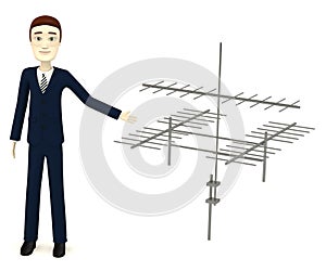 Cartoon businessman with antenna