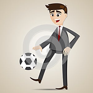 Cartoon businessman bouncing ball