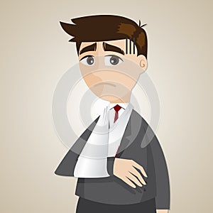 Cartoon businessman broken arm