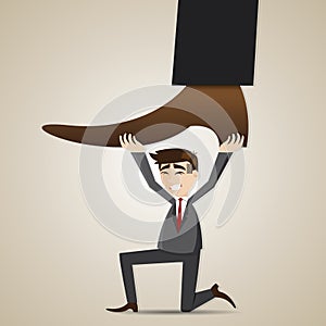 Cartoon businessman carry stomping foot