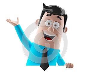 Cartoon businessman 3D office man in suit and tie