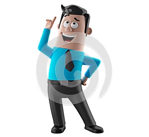 Cartoon businessman 3D office man in suit and tie