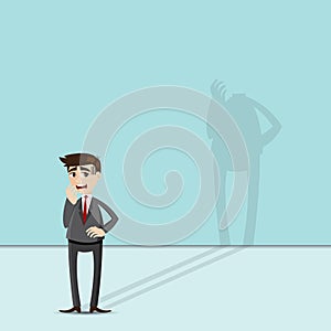 Cartoon businessman with headless shadow