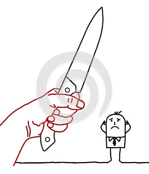 Cartoon businessman - knife and danger