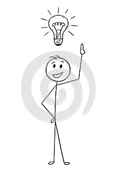 Cartoon of Businessman with Light Bulb Above Head