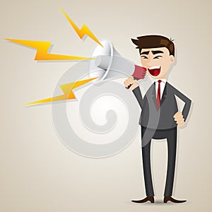 Cartoon businessman with megaphone