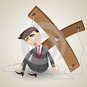 Cartoon businessman in puppet style