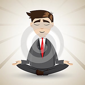 Cartoon businessman relaxing with meditation