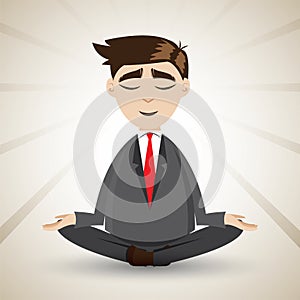 Cartoon businessman relaxing with meditation photo
