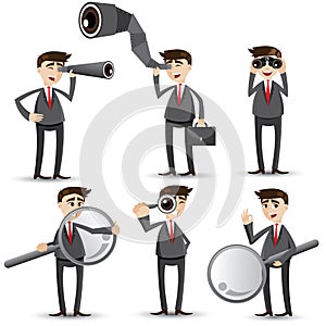 Cartoon businessman with searching gesture