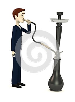 Cartoon businessman with shisha