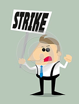 Cartoon businessman in strike