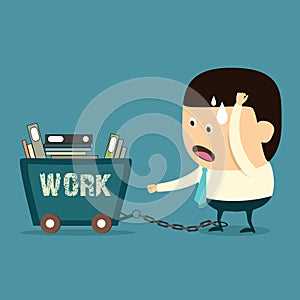 Cartoon Businessman toil and work hard