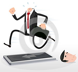 Cartoon Businessman On A Treadmill